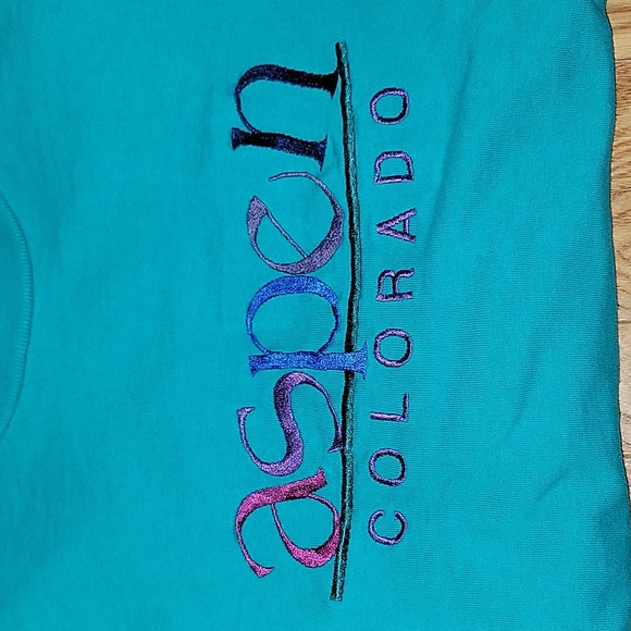 2 VTG Aspen Embroidered Tees from mid- 1980's - Picture 3 of 15